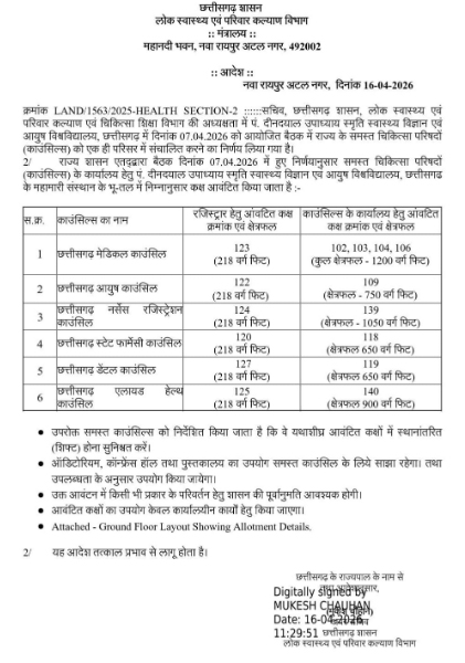 एक ही परिसर में संचालित होंगे अब राज्य के 7 चिकित्सा परिषद